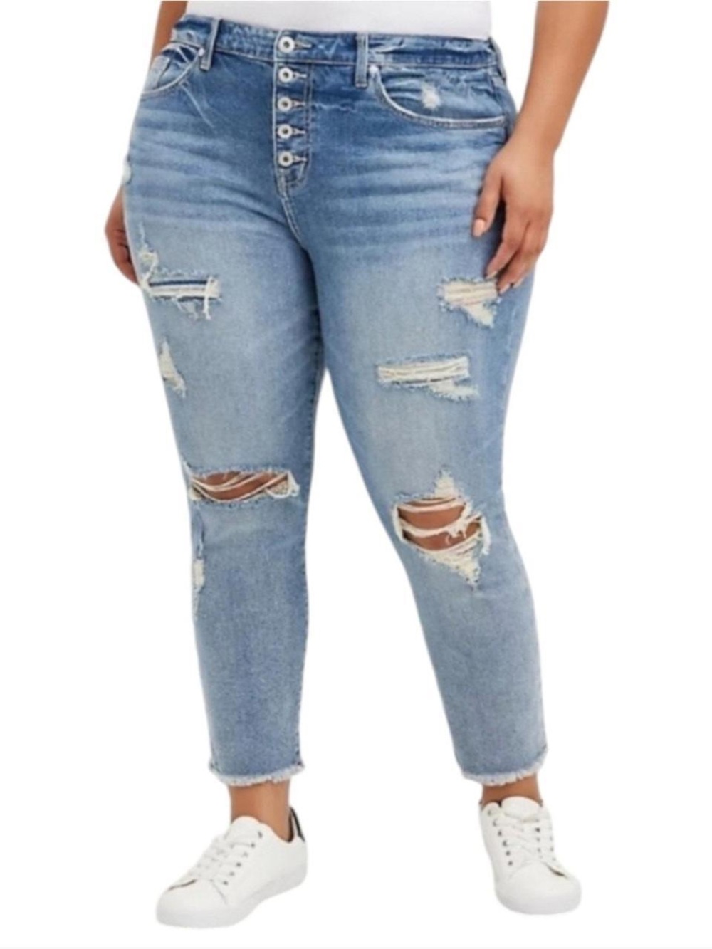 TORRID Boyfriend Destructed High Rise Straight Leg Jeans